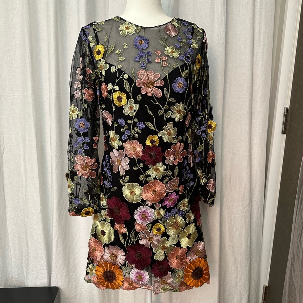 Mac Duggal Floral Appliqué Dress